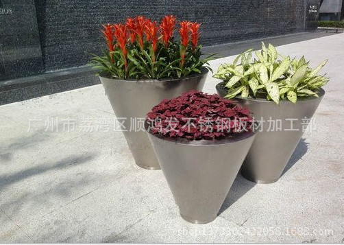 定做酒店 市政潭形不锈钢花盆商场不锈钢花瓶广场小区不锈钢花坛