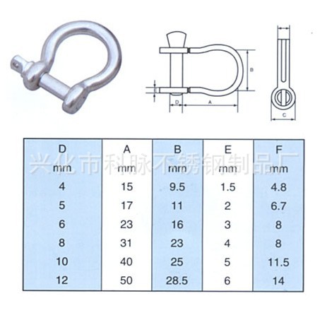 不锈钢日式D型卸扣 欧式弓型卸扣 美式扭体卸扣起重索具加长卸扣