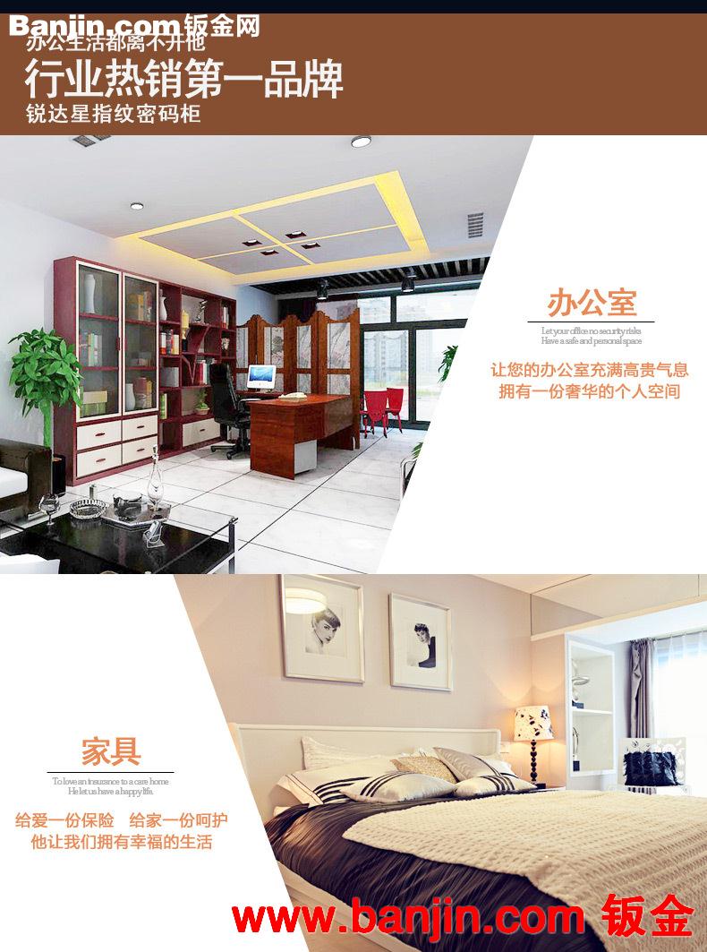洛阳红星办公家具新款指纹防盗密码柜 双节指纹密码柜 亚光钢板