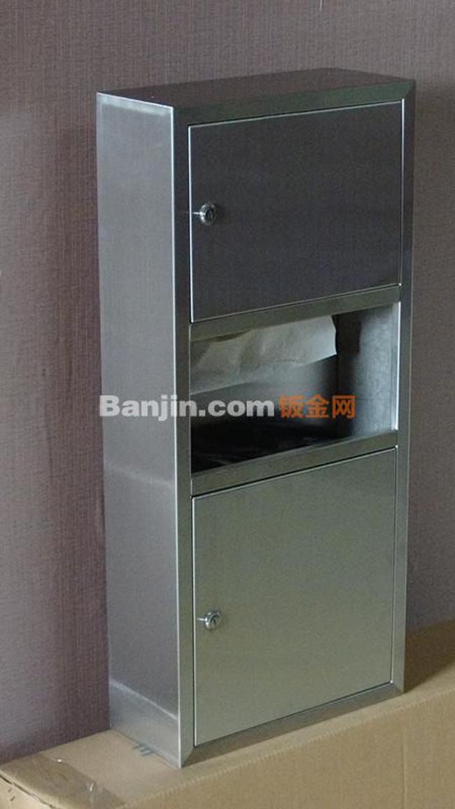 批发零售宾馆用嵌入式带垃圾桶不锈钢手纸箱，可定制，量多优惠